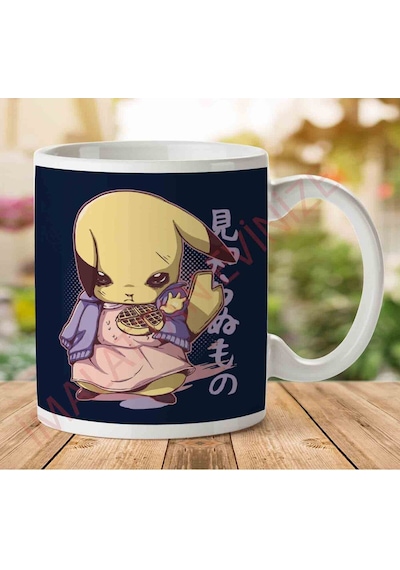 Eleven Pikachu Mashup Stranger Things Pokemon Iki Tarafı Baskılı Kupa Bardak Çok Renkli