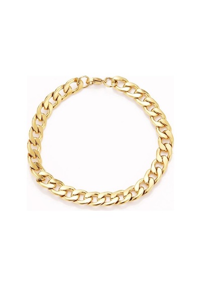 Gurmet Altın Kaplama Çelik Unisex Bileklik Zincir 6 Mm H081Bs Altın
