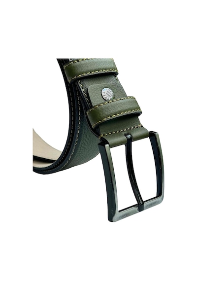 Süzer Deri 4 Cm. Klasik Suni Deri Dikişli Model Erkek Kemer Haki Yeşil