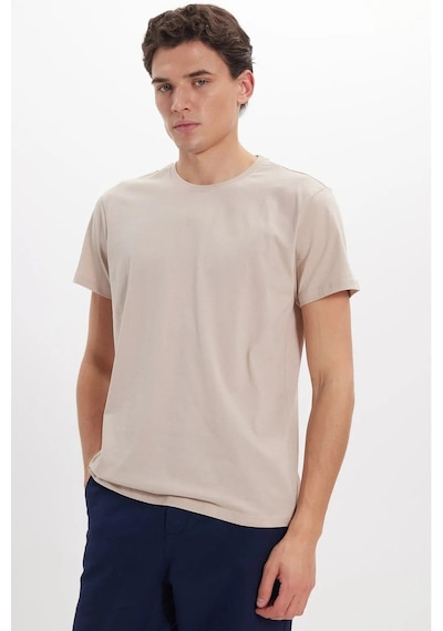 Tudors Unisex 5'li Paket Siyah-beyaz-lacivert-vizon-yeşil Slim Fit Dar Kesim %100 Pamuk Bisiklet Yaka Tişört-51138 Çok Renkli