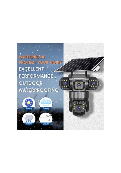 12 Mp 3 Kameralı Ultra Hd 4g Güneş Enerjili Solar 4g Simkartlı Akıllı Güvenlik Kamerası