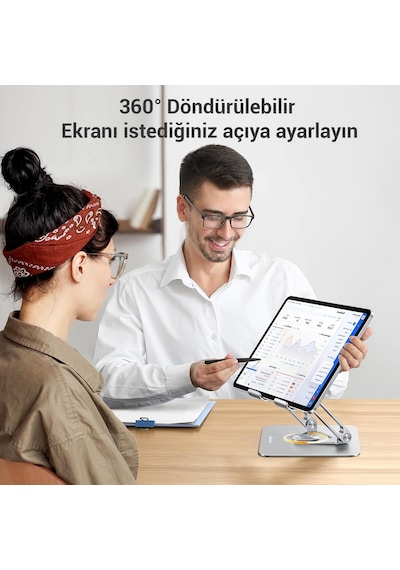 Juo 360 Dönebilen Alüminyum Tablet Standı Yükseklik Ve Eğim Ayarlı Metal Tablet Tutucu