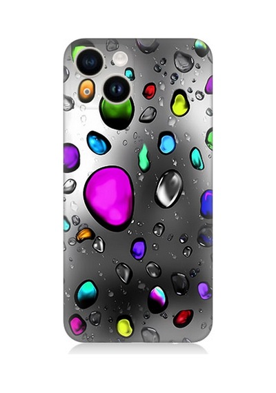 Apple Uyumlu iPhone 13 Silikon Kılıf Renkli Yağmur Damlaları