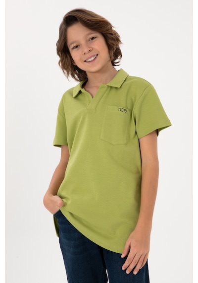 U.S. Polo Assn. Erkek Çocuk Fıstık Yeşili Polo Yaka Tişört 50295438-VR087