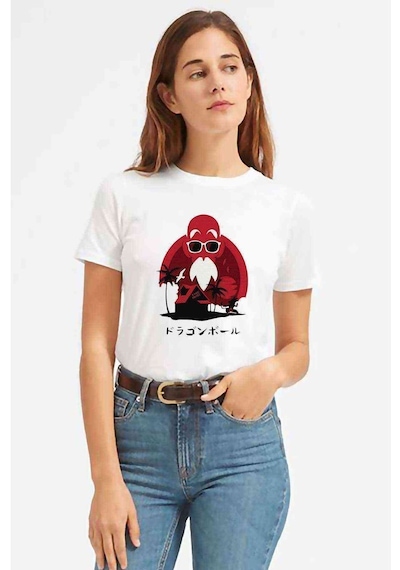 Anime Dragon Ball Baskılı Beyaz Kadın Tshirt (534307357)