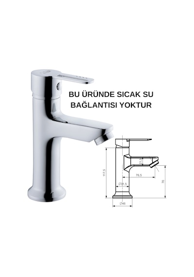 Tulipeko Lavabo Bataryası Tek Su Girişli Krom