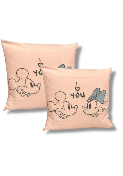 Taç Mickey Minnie Çift Taraflı Baskılı %100 Pamuk Dekoratif 2'li