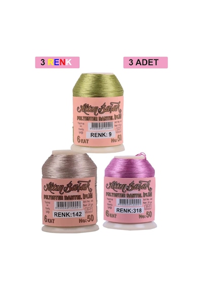 3 Adet Altınbaşak Oya Ve Dantel İpi 20 Gr - Royaleks - No: 142 - 318 - 009