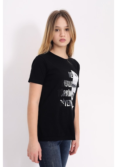 Toontoy Unisex Çocuk Atatürk Baskılı Tişört Siyah