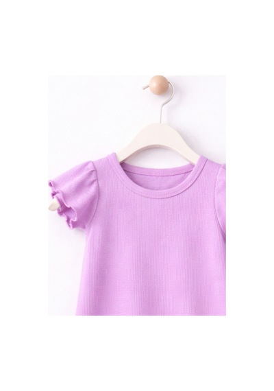 For My Baby Fitilli Kumaş 2 Li Kız Bebek Takım Şortlu Yazlık Mor2