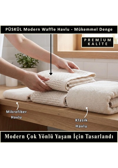 Tr Püskül Lüks Waffle Banyo Havlusu, 80x160 Cm Büyük Boy Havlu Pakette 1-adet Diğer
