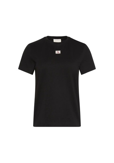 Calvin Klein Ss Woven Label Class, Ub1 Siyah Kadın T-shirt