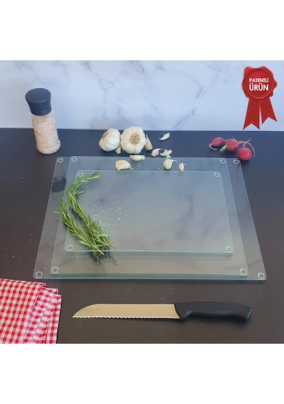 Decorita Cam Kesme Tahtası - Cam Kesme Tablası - 3'lü Takım Saydam