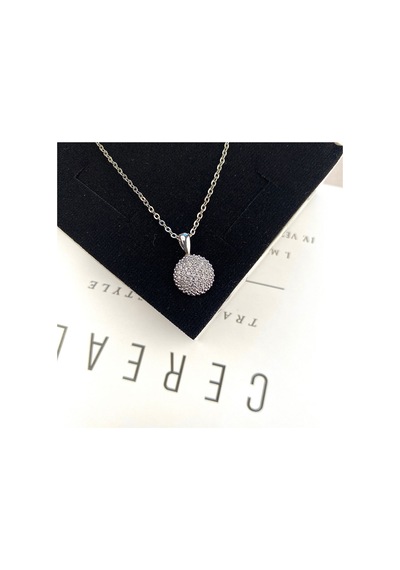 Yuvarlak Kolye Kadın Full Zirkon Taşlı Silver Kolye 45cm Gümüş