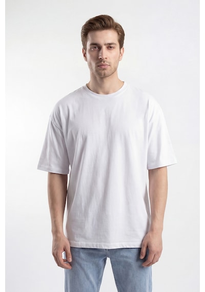 Monox Oversize Unisex 3'lü T-shirt Pamuk Rahat Kesim Beyaz - Siyah