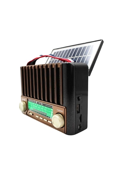 Ktf-1428 Solar Panel Destekli Şarjlı Bluetooth Hoparlör - Fm/am/sw Radyo, Aux Ve Tf Kart Girişli