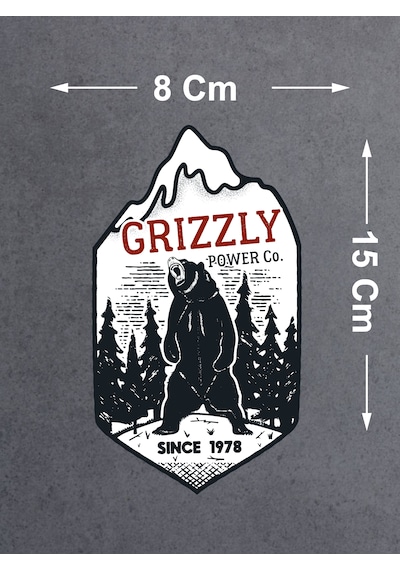 Boz Ayı Grizzly Sticker - Off Road 4x4 Adventure Kamp Dağ Orman Sticker - Araba Oto Motosiklet Karavan Sticker - 00047 15x8 Cm