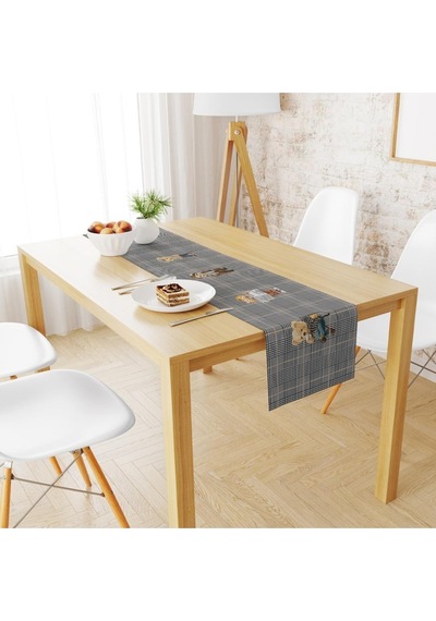 Teddies Runner 140x45cm Ince Keten, Uluslararası Yıkama Ve Solmama Sertifikası Çok Renkli