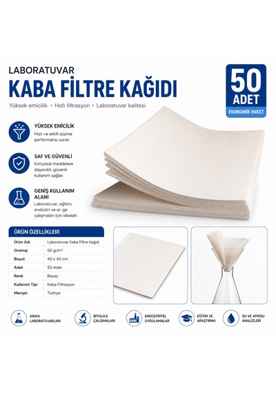 Kaba Filtre Kağıdı 50 Gr 40x40 - 50 Adet