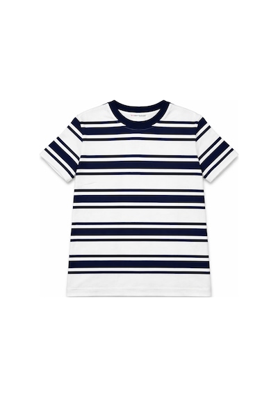 Mixray 2055 Kadın %100 Pamuk Çizgili Bisiklet Yaka T-shirt Lacivert Lacivert