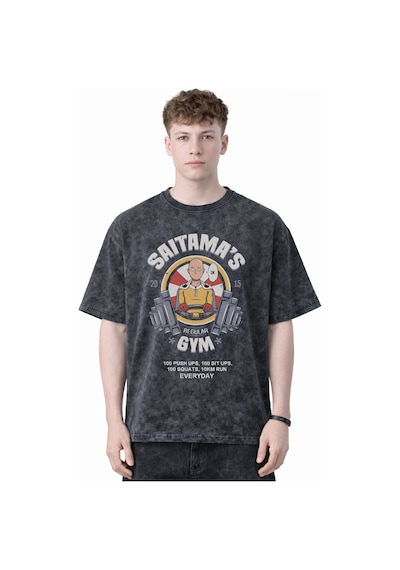 One Punch Man Saitama Fitness Bodybuilding Anime Baskılı Unisex O Siyah