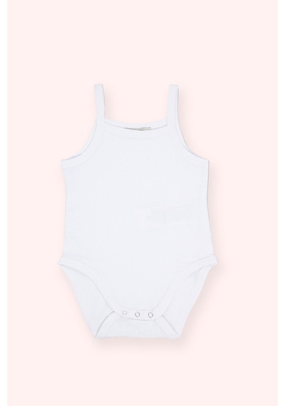 Kız Bebek Özel Dokulu Askılı Beyaz Body Çok Renkli 2411GB03005