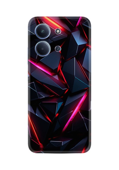 Xiaomi Redmi 15c Kılıf Limited Resimli Siyah Geometrik Prizma 222