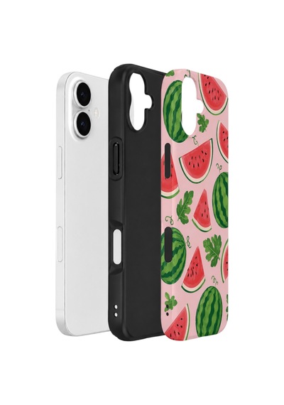 Apple iPhone Uyumlu 16 Vorian Çift Katmanlı Kılıf Watermelon Garden Party