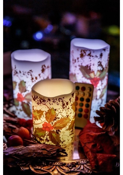 Ers Yılbaşı Noel Temalı 3 Lü Set Led Gerçek Mum Kumandalı 9 Renk Yanabilme Ve Animasyonlu Büyük Boy Diğer