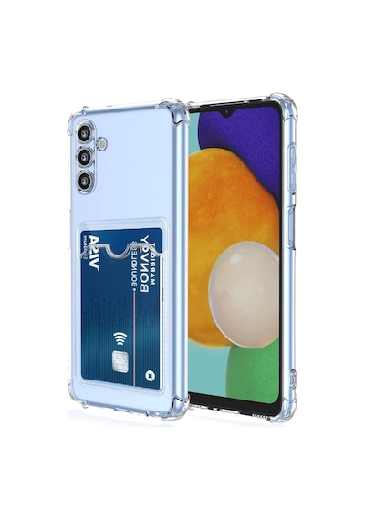 Samsung Uyumlu Galaxy M14 Kapak Kamera Korumalı Kartlıklı Darbe Emici Özellikli Şeffaf Silikon Kılıf
