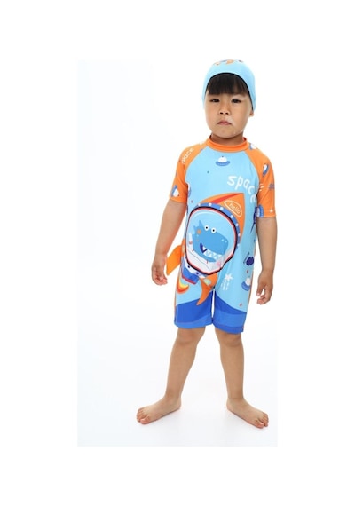 My Kids Wear Boneli Fermuarlı Erkek Çocuk Mayo Turuncu