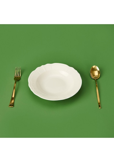 Tuluu Porselen Tiffany Yemek Tabağı - Krem - 21 Cm Renkli