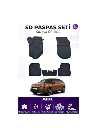 Citroen C4 2020+ Araca Özel Havuzlu "karbon" Paspas Takımı
