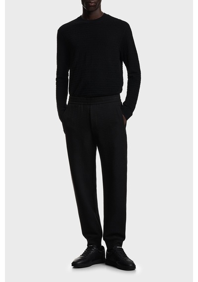 Emporio Armani Logolu % 100 Yün Bisiklet Yaka Kazak Erkek Kazak Em004378 Af24416 Uc001 Siyah