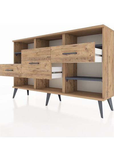 Arges Konsol 5 Raflı 3 Çekmeceli 132x30x83 Çam-antrasit/çam Antrasit/çam Arges Konsol 5 Raflı 3 Çekmeceli 132x30x83 Çam-antrasit/çam Antrasit/çam