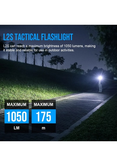 Trustfire L2s Taktik El Feneri 1050 Lümen Ipx6 14500 Taşınabilir Torch Black Sabit Odaklama Siyah