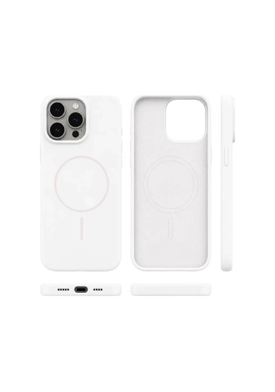 iPhone Uyumlu 16 Pro Aura Akıllı Magsafe Animasyonlu Silikon Kılıf Beyaz