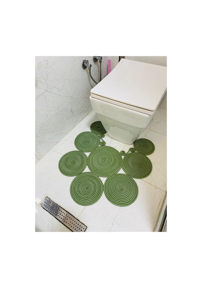 Jüt, Hasır, Paspas, Banyo Paspası, Klozet Önü Paspası, Klozet Paspas, Çift Taraflı Yeşil Yeşil