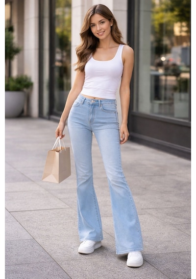 Cedy Denım Yüksek Kalite Kadın 5 Cep Düşük Bel İspanyol Paça Skinnyfit Esnek Jean Pantolon C619 Beyaz Cedy Denım Yüksek Kalite Kadın 5 Cep Düşük Bel İspanyol Paça Skinnyfit Esnek Jean Pantolon C619 Beyaz