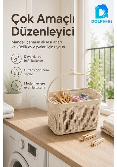 Jute Mandal Sepeti 3 L Çok Amaçlı Çamaşır Oyuncak Saklama Taşıma Sepeti Çok Renkli