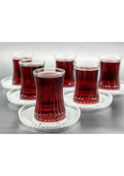 Elysia Çay Bardağı Çay Takımı Seti 12 Parça Çay-6 Kişilik Şeffaf