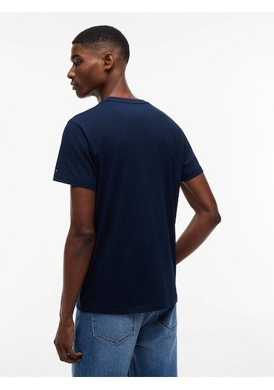 Tommy Hilfiger Tjm Slım Sıgn Chest Ss Tee Ext Erkek Mavi T-shirt - Dm0dm22538