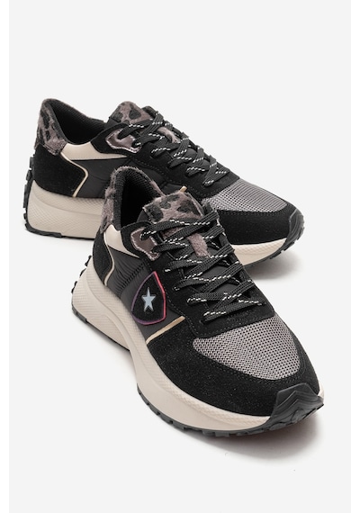 Luvishoes Bıella Siyah Süet Desenli Kadın Sneaker Siyah