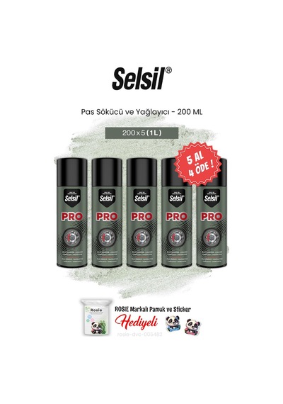 Selsil 5 Al 4 Öde Pas Sökücü Ve Yağlayıcı 200 Ml Ve Rosie Pamuk 1 adet