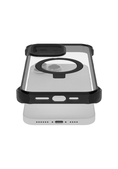 Apple Uyumlu iPhone 16 Pro Kılıf Magsafe Şarj Özellikli Raptic Dual Serisi Şeffaf Standlı Kapak Siyah