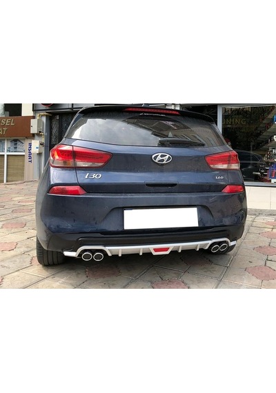 Hyundai İ30 Gri Difüzör Difizör Yuvarlak Egzoz Görünüm Kulaklı Tip 2007 - 2021 Uyumlu