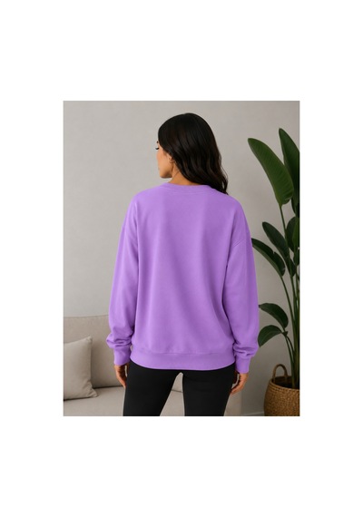 Herkesemoda Mevsimlik Bisiklet Yaka Sweatshirt Mor