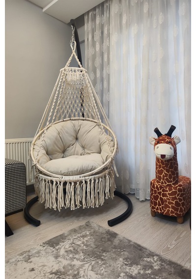 Woodshut Tek Kişilik Makrome Salıncak Mis38006 Naturel