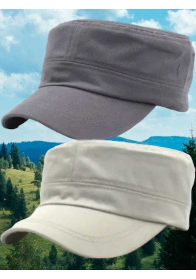 Tezzgelsin Unisex Pamuklu Castro Şapka 2 Adet Gri Bej
