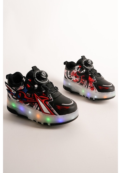 Muggo Pato Çocuk Işıklı Patenli Tekerlekli Sneaker Spor Ayakkabı Siyah